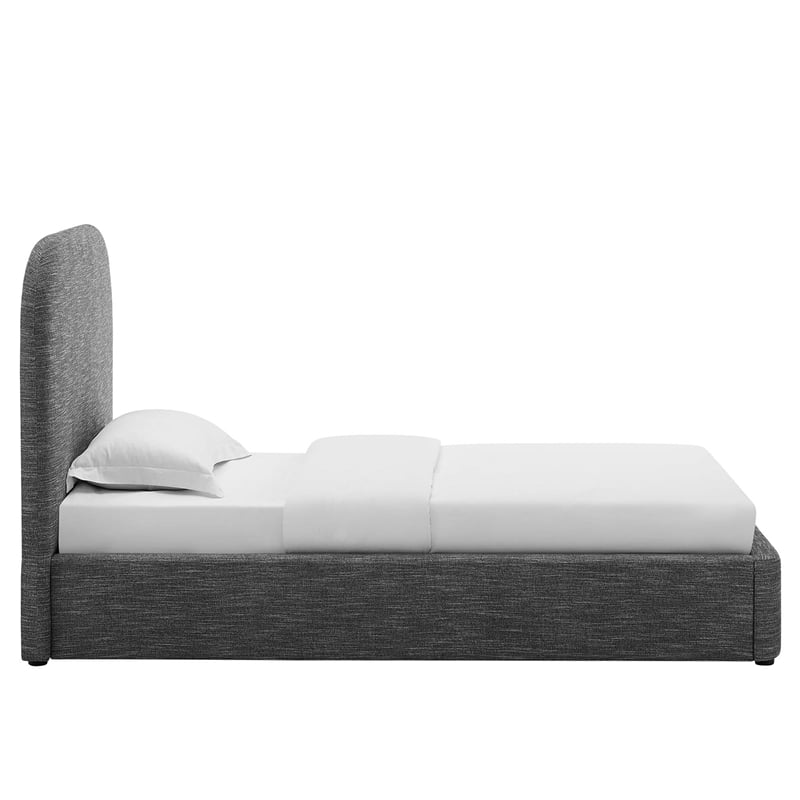 Keynote Upholstered Fabric Curved Twin Platform Bed in Heathered Weave Slate