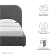Keynote Upholstered Fabric Curved Twin Platform Bed in Heathered Weave Slate