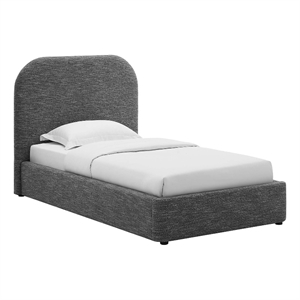 Keynote Upholstered Fabric Curved Twin Platform Bed in Heathered Weave Slate