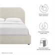 Keynote Upholstered Fabric Curved Full Platform Bed in Heathered Weave Ivory