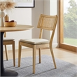 Caledonia Fabric Upholstered Wood Dining ChairSet of 2 in Gray Beige