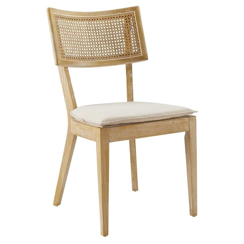 Caledonia Fabric Upholstered Wood Dining ChairSet of 2 in Gray Beige