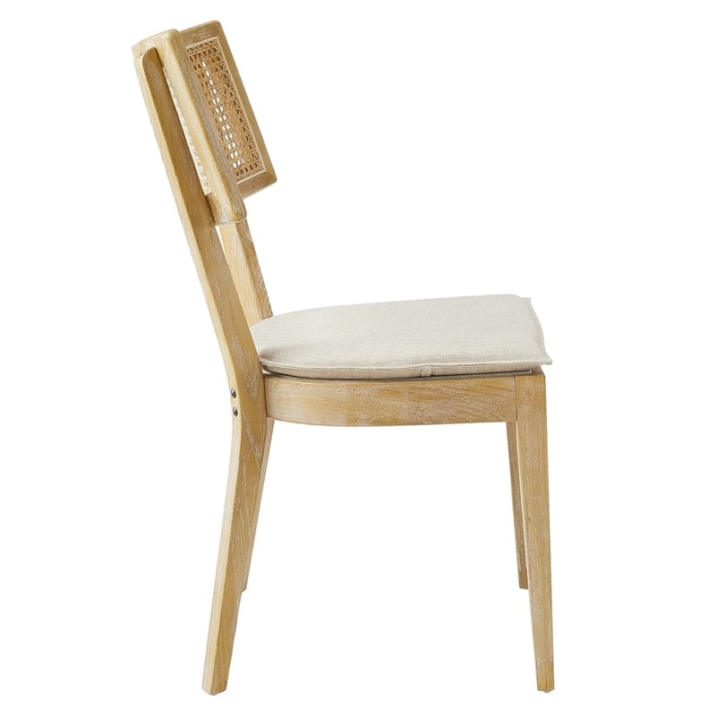 Caledonia Fabric Upholstered Wood Dining ChairSet of 2 in Gray Beige