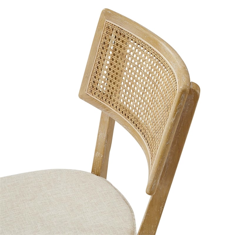 Caledonia Fabric Upholstered Wood Dining ChairSet of 2 in Gray Beige