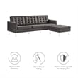 Loft Tufted Vegan Leather Sofa and Ottoman Set in Silver Gray