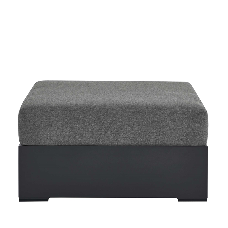 Tahoe Outdoor Patio Powder-Coated Aluminum Ottoman in Gray Charcoal