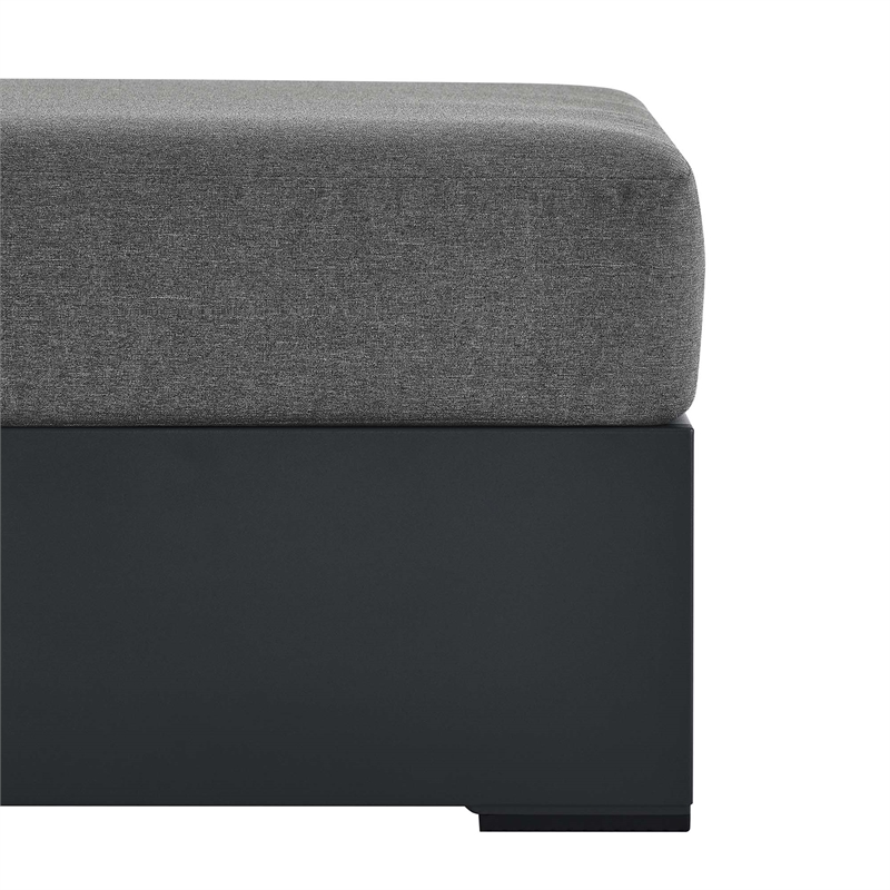 Tahoe Outdoor Patio Powder-Coated Aluminum Ottoman in Gray Charcoal