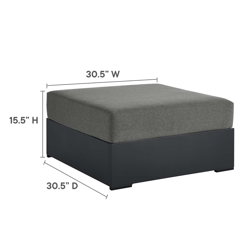 Tahoe Outdoor Patio Powder-Coated Aluminum Ottoman in Gray Charcoal
