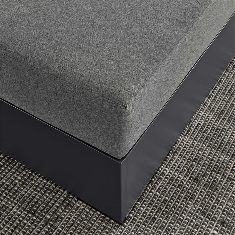 Tahoe Outdoor Patio Powder-Coated Aluminum Ottoman in Gray Charcoal