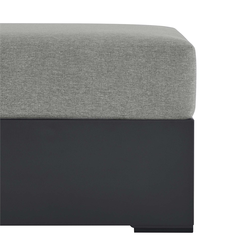 Tahoe Outdoor Patio Powder-Coated Aluminum Ottoman in Gray Gray