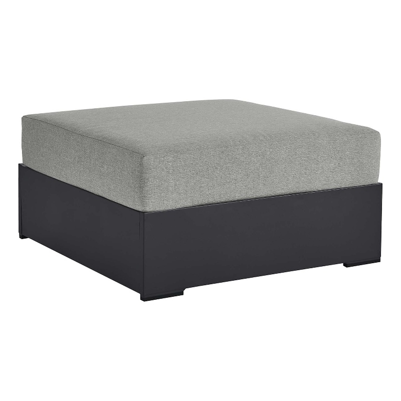 Tahoe Outdoor Patio Powder-Coated Aluminum Ottoman in Gray Gray