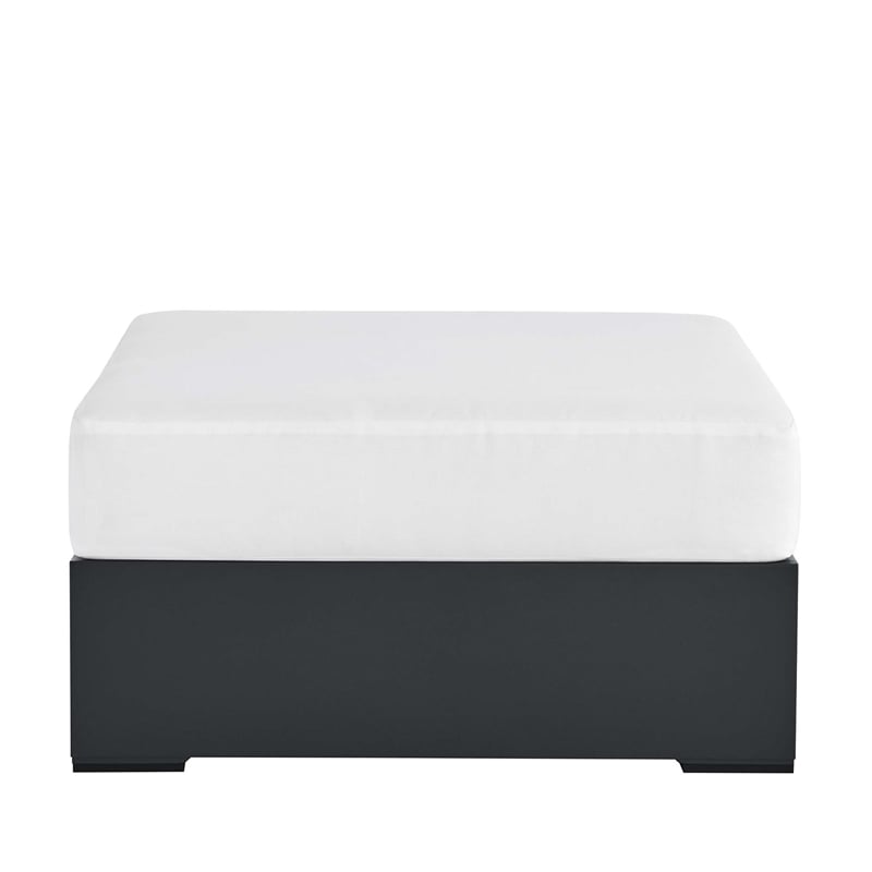 Tahoe Outdoor Patio Powder-Coated Aluminum Ottoman in Gray White