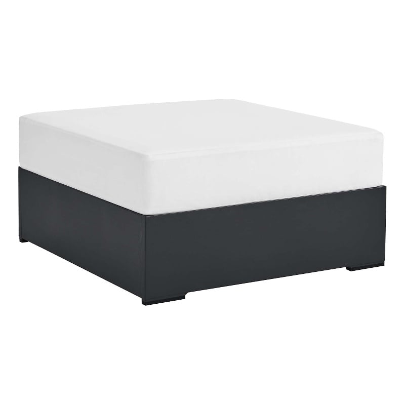 Tahoe Outdoor Patio Powder-Coated Aluminum Ottoman in Gray White