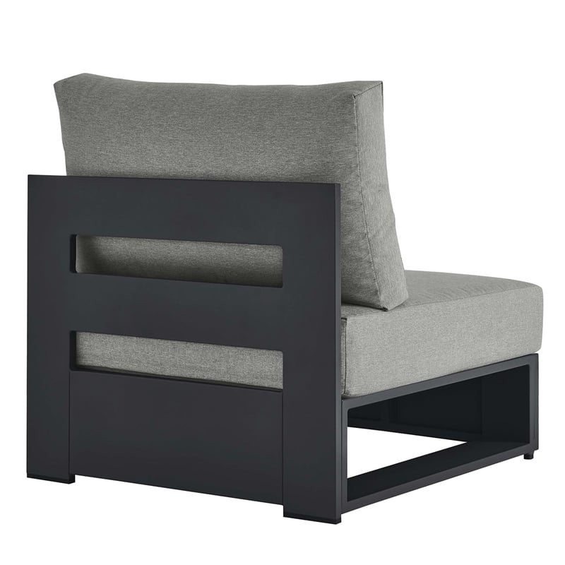 Tahoe Outdoor Patio Powder-Coated Aluminum Modular Armless Chair in Gray Gray