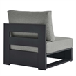 Tahoe Outdoor Patio Powder-Coated Aluminum Modular Armless Chair in Gray Gray