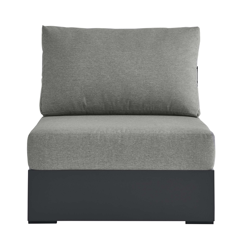 Tahoe Outdoor Patio Powder-Coated Aluminum Modular Armless Chair in Gray Gray