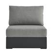 Tahoe Outdoor Patio Powder-Coated Aluminum Modular Armless Chair in Gray Gray