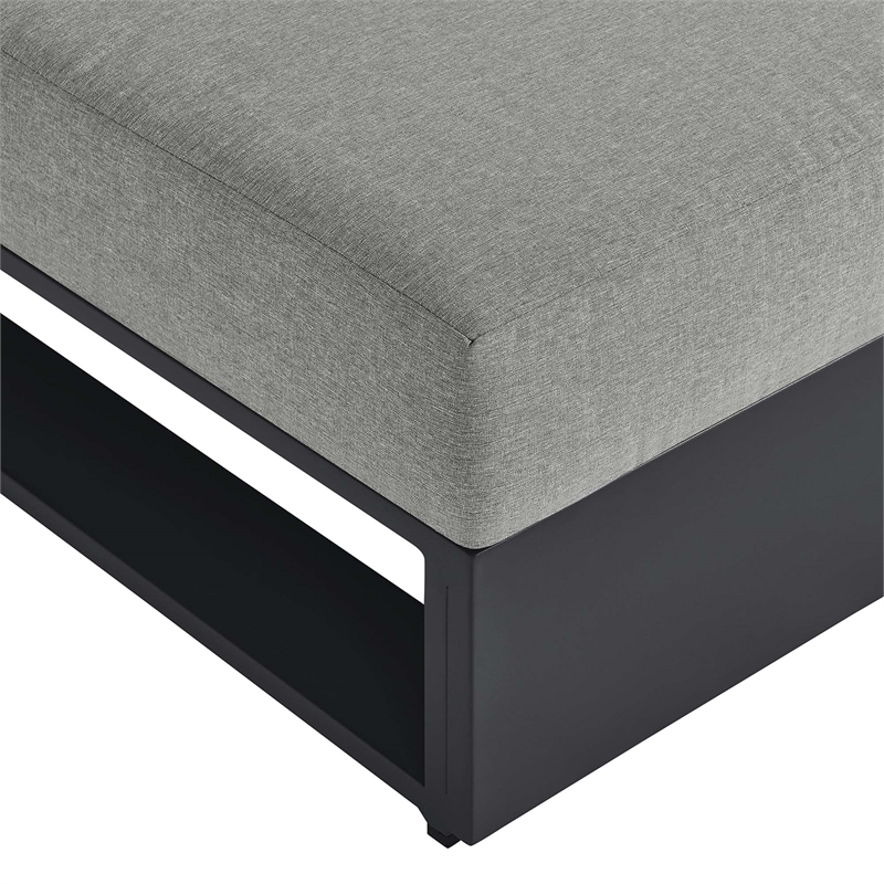 Tahoe Outdoor Patio Powder-Coated Aluminum Modular Armless Chair in Gray Gray