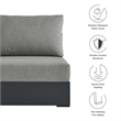Tahoe Outdoor Patio Powder-Coated Aluminum Modular Armless Chair in Gray Gray
