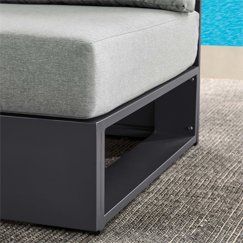 Tahoe Outdoor Patio Powder-Coated Aluminum Modular Armless Chair in Gray Gray