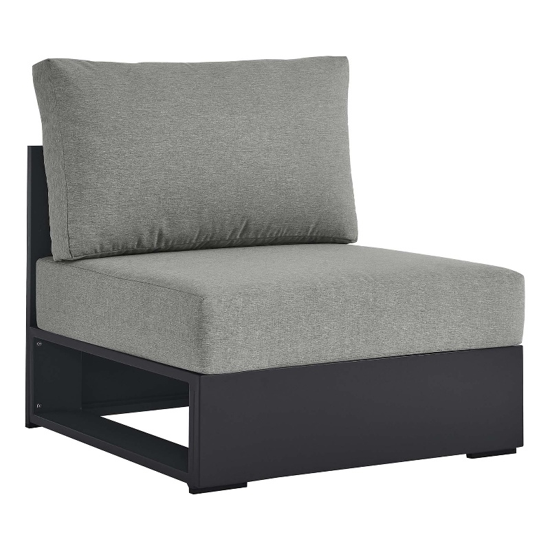 Tahoe Outdoor Patio Powder-Coated Aluminum Modular Armless Chair in Gray Gray