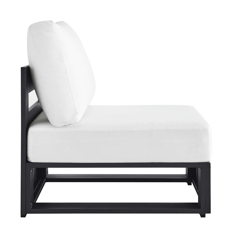 Tahoe Outdoor Patio Powder-Coated Aluminum Modular Armless Chair in Gray White