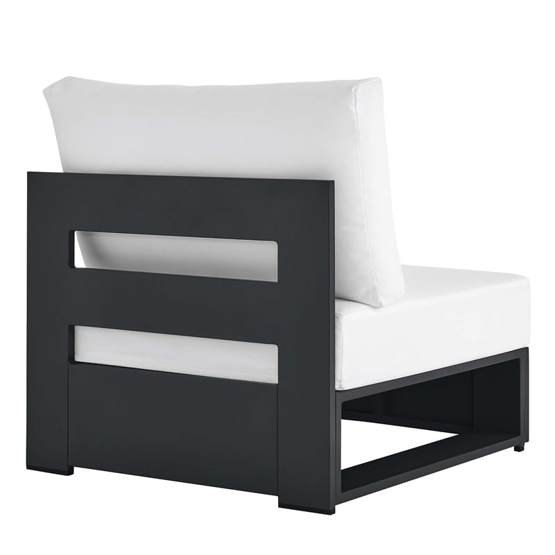 Tahoe Outdoor Patio Powder-Coated Aluminum Modular Armless Chair in Gray White