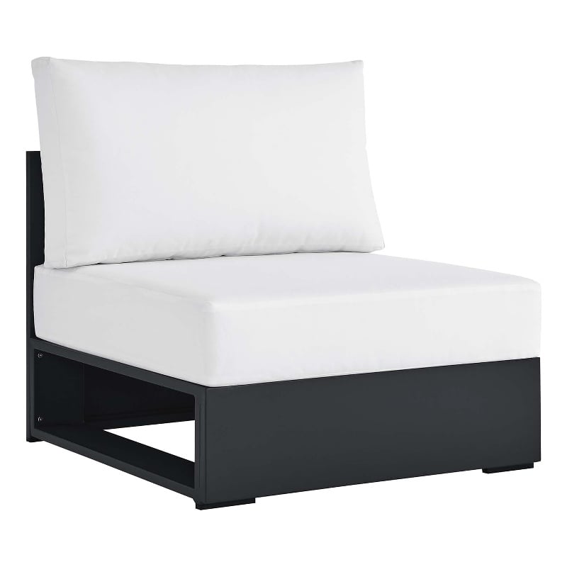 Tahoe Outdoor Patio Powder-Coated Aluminum Modular Armless Chair in Gray White