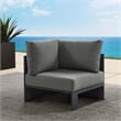 Tahoe Outdoor Patio Powder-Coated Aluminum Modular Corner Chair in Gray Charcoal