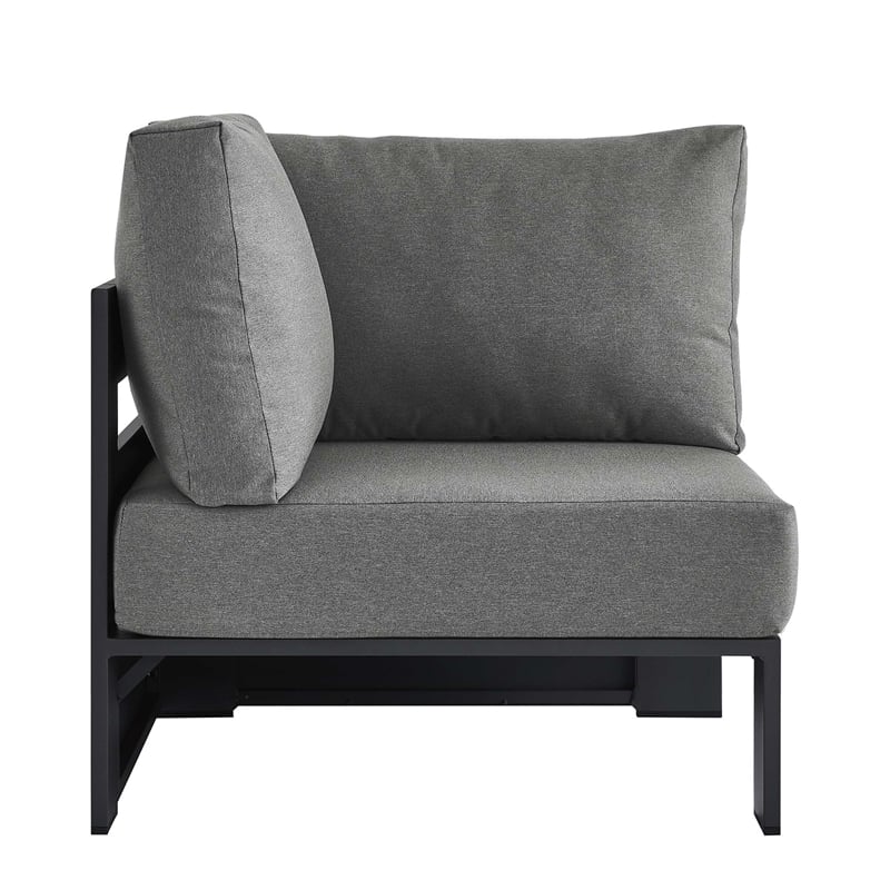 Tahoe Outdoor Patio Powder-Coated Aluminum Modular Corner Chair in Gray Charcoal