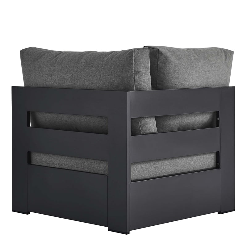 Tahoe Outdoor Patio Powder-Coated Aluminum Modular Corner Chair in Gray Charcoal
