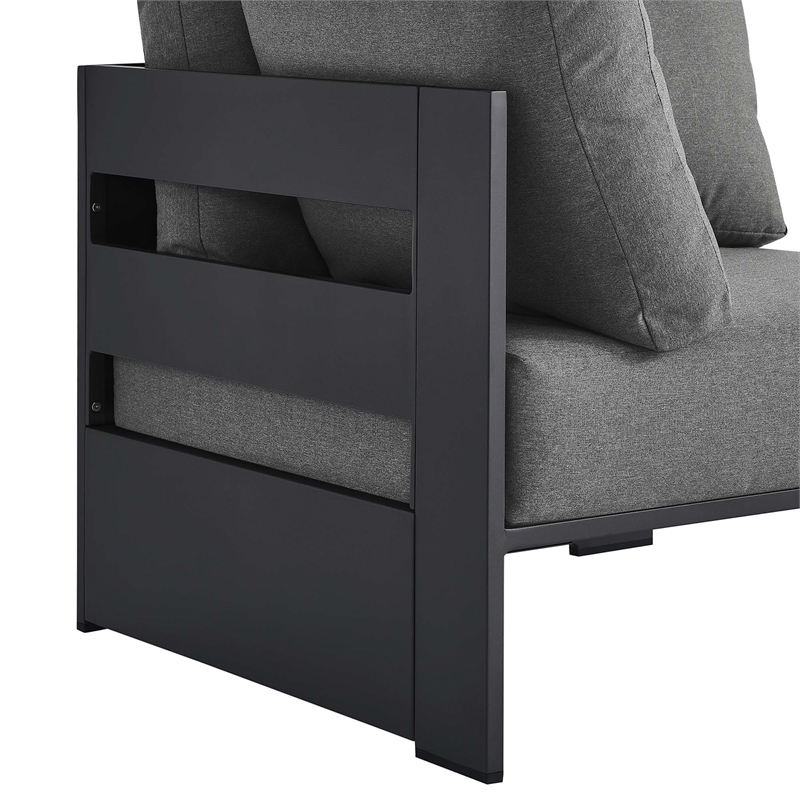 Tahoe Outdoor Patio Powder-Coated Aluminum Modular Corner Chair in Gray Charcoal