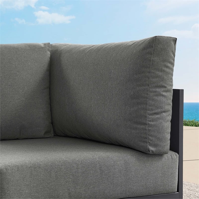 Tahoe Outdoor Patio Powder-Coated Aluminum Modular Corner Chair in Gray Charcoal