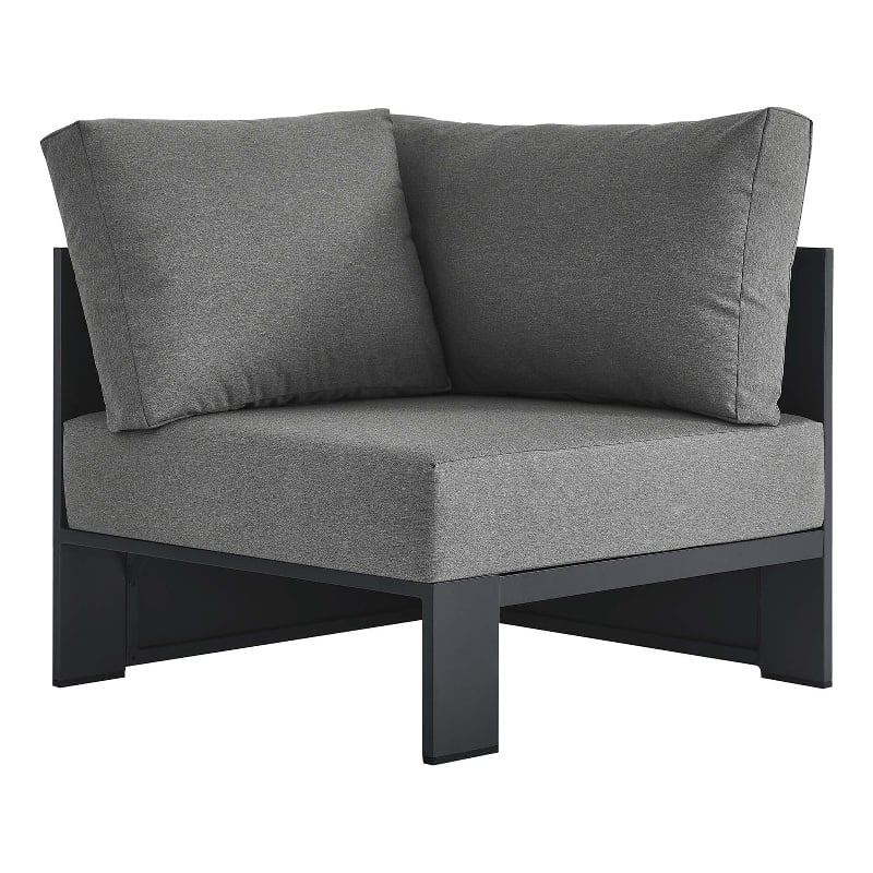 Tahoe Outdoor Patio Powder-Coated Aluminum Modular Corner Chair in Gray Charcoal