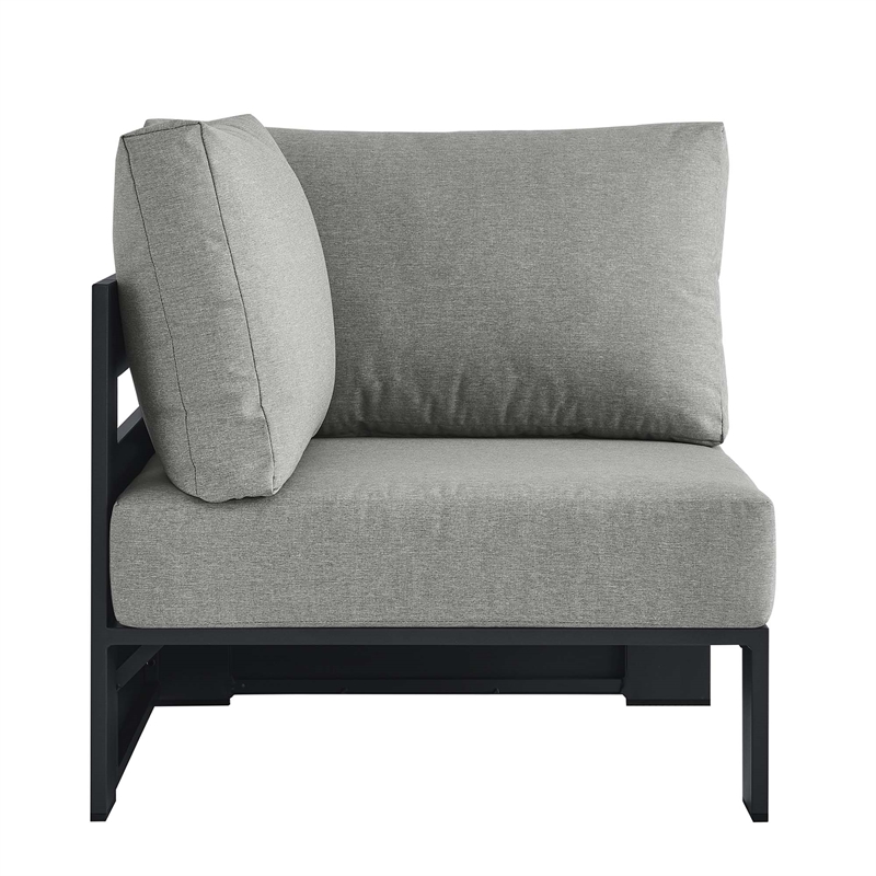 Tahoe Outdoor Patio Powder-Coated Aluminum Modular Corner Chair in Gray Gray