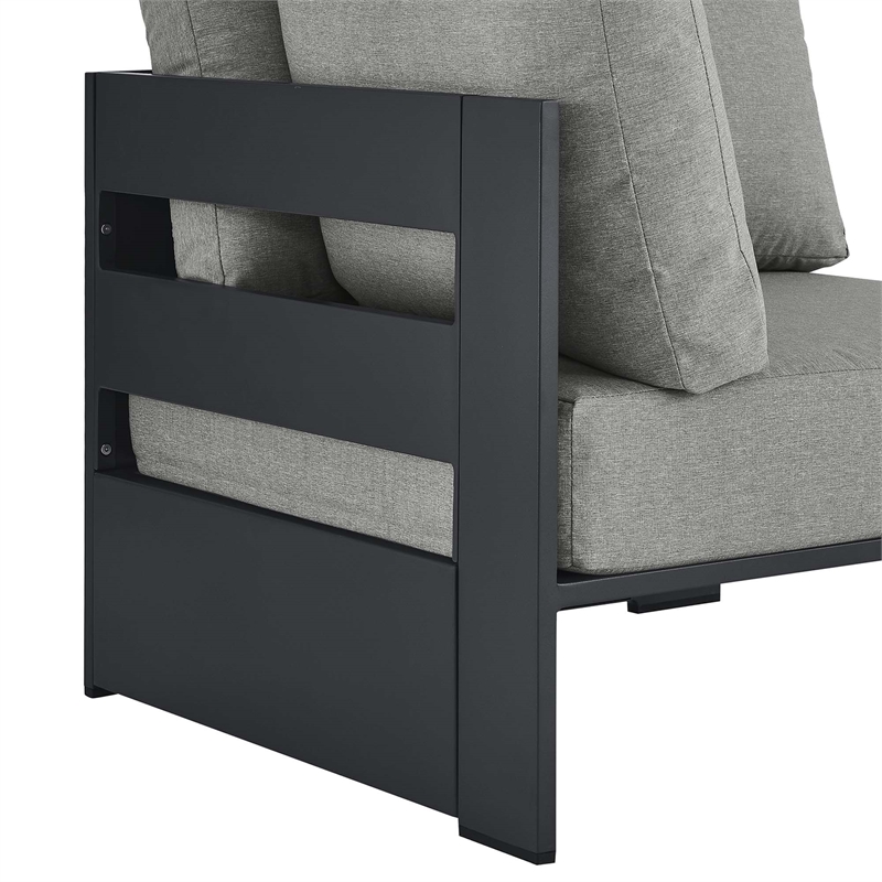 Tahoe Outdoor Patio Powder-Coated Aluminum Modular Corner Chair in Gray Gray