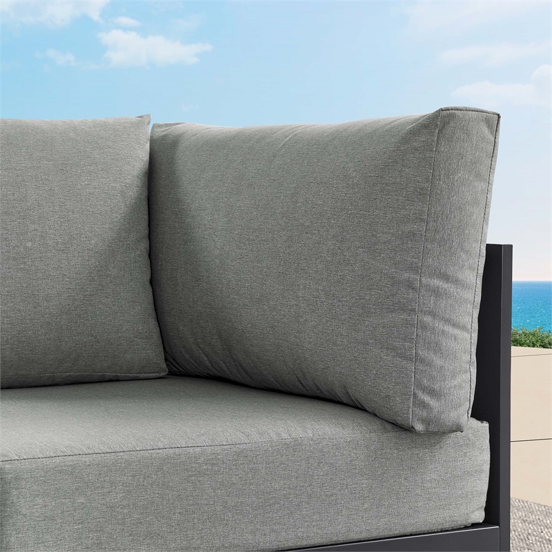 Tahoe Outdoor Patio Powder-Coated Aluminum Modular Corner Chair in Gray Gray