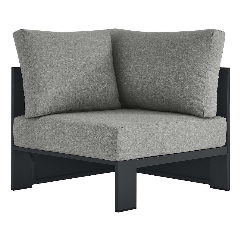 Tahoe Outdoor Patio Powder-Coated Aluminum Modular Corner Chair in Gray Gray