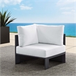 Tahoe Outdoor Patio Powder-Coated Aluminum Modular Corner Chair in Gray White