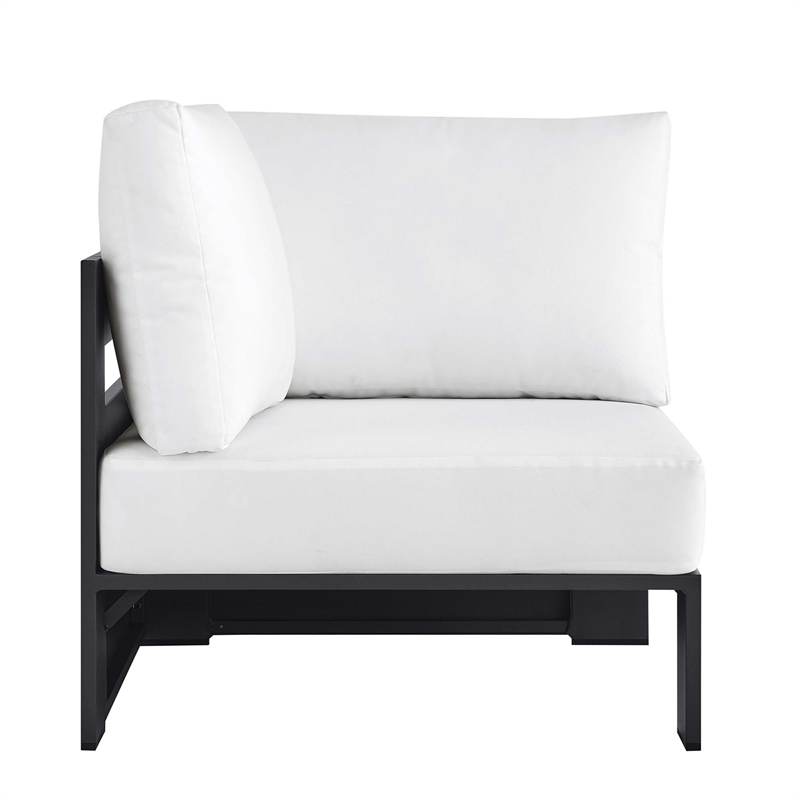 Tahoe Outdoor Patio Powder-Coated Aluminum Modular Corner Chair in Gray White