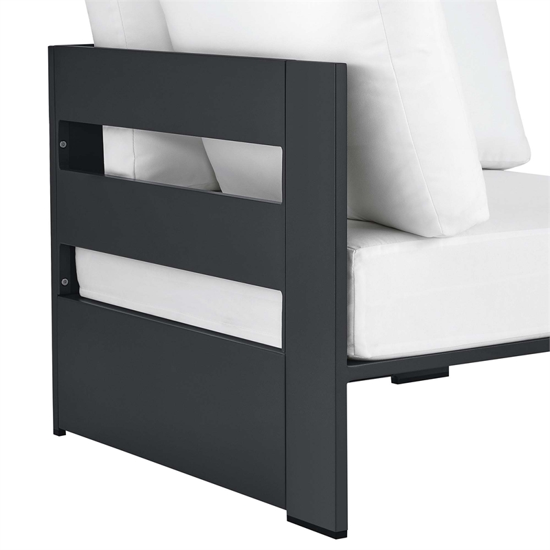 Tahoe Outdoor Patio Powder-Coated Aluminum Modular Corner Chair in Gray White