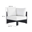 Tahoe Outdoor Patio Powder-Coated Aluminum Modular Corner Chair in Gray White