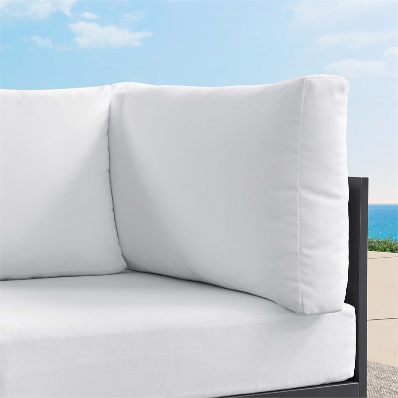 Tahoe Outdoor Patio Powder-Coated Aluminum Modular Corner Chair in Gray White