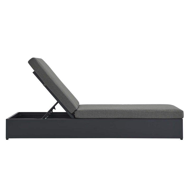 Tahoe Outdoor Patio Powder-Coated Aluminum Chaise Lounge Chair in Gray Charcoal