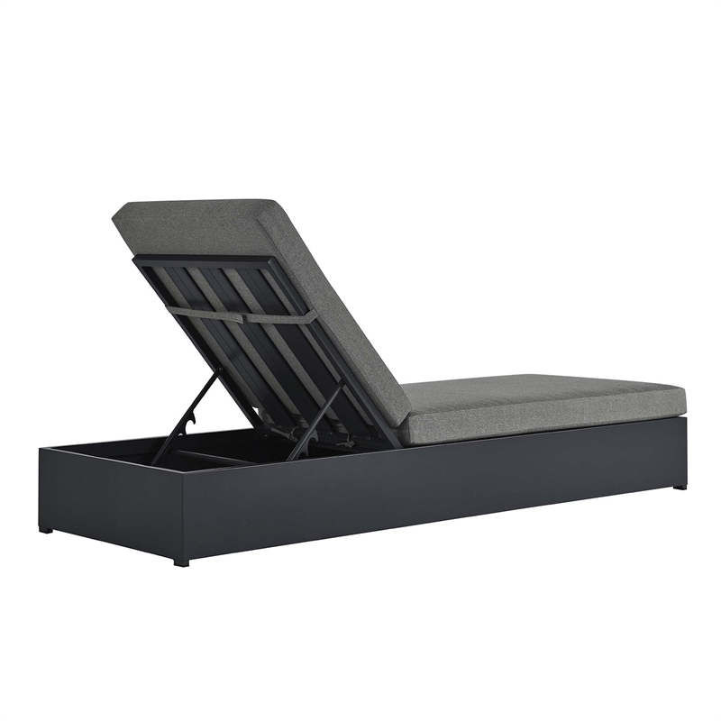 Tahoe Outdoor Patio Powder-Coated Aluminum Chaise Lounge Chair in Gray Charcoal