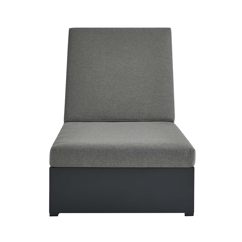Tahoe Outdoor Patio Powder-Coated Aluminum Chaise Lounge Chair in Gray Charcoal