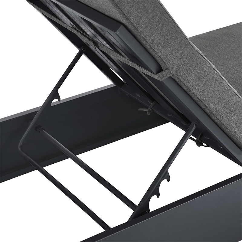 Tahoe Outdoor Patio Powder-Coated Aluminum Chaise Lounge Chair in Gray Charcoal