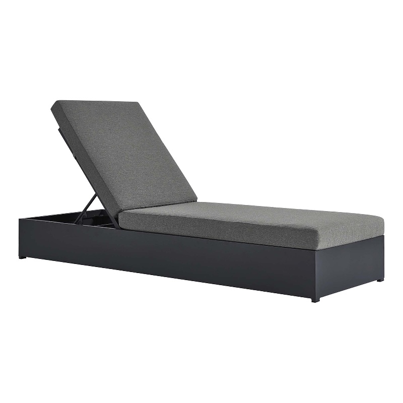 Tahoe Outdoor Patio Powder-Coated Aluminum Chaise Lounge Chair in Gray Charcoal