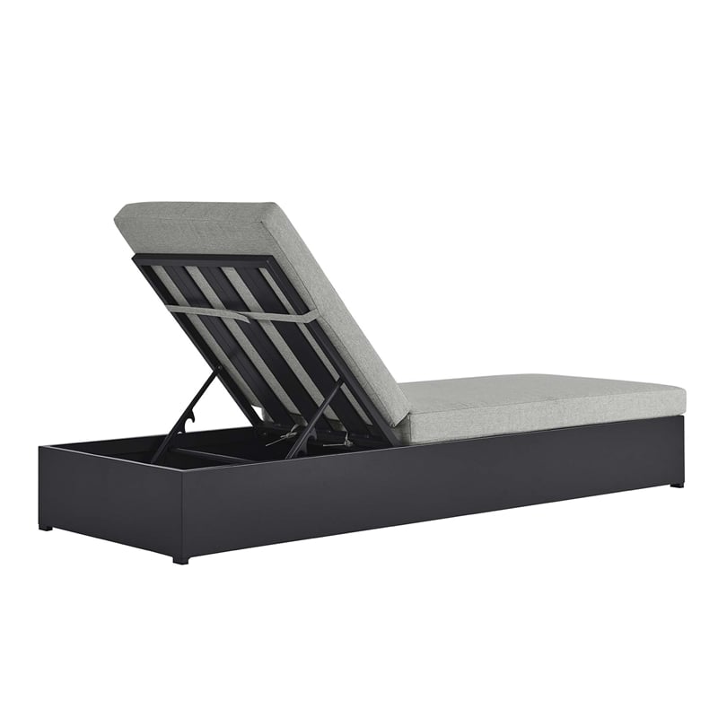 Tahoe Outdoor Patio Powder-Coated Aluminum Chaise Lounge Chair in Gray Gray