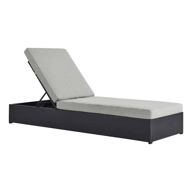 Tahoe Outdoor Patio Powder-Coated Aluminum Chaise Lounge Chair in Gray Gray